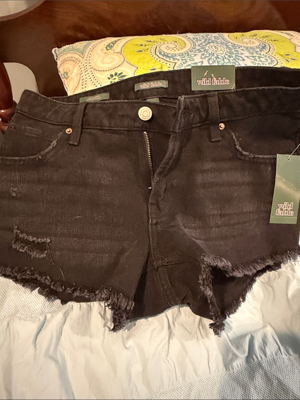 wild fable Black Distressed Frayed Hem Denim Shorts
